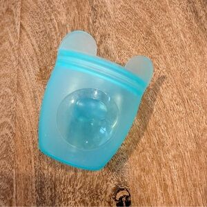 Zip Top Reusable 100% Silicone Baby & Kid Snack Containers - Teal Bear